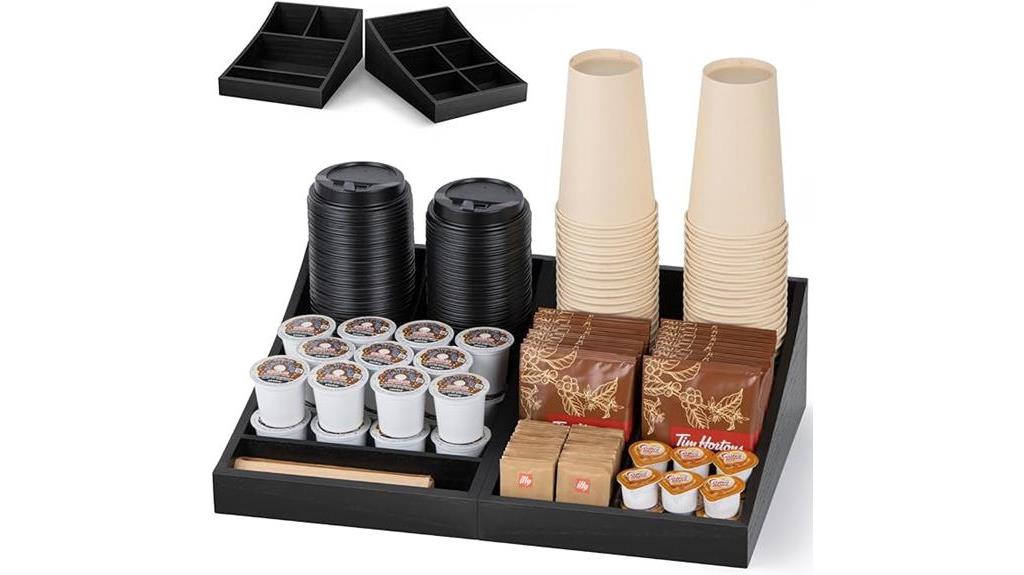 black wooden coffee organizer