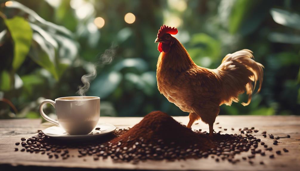 chickens consuming coffee grounds