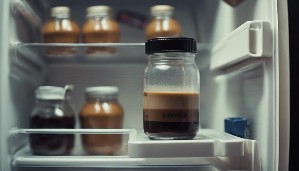 espresso in refrigerator storage