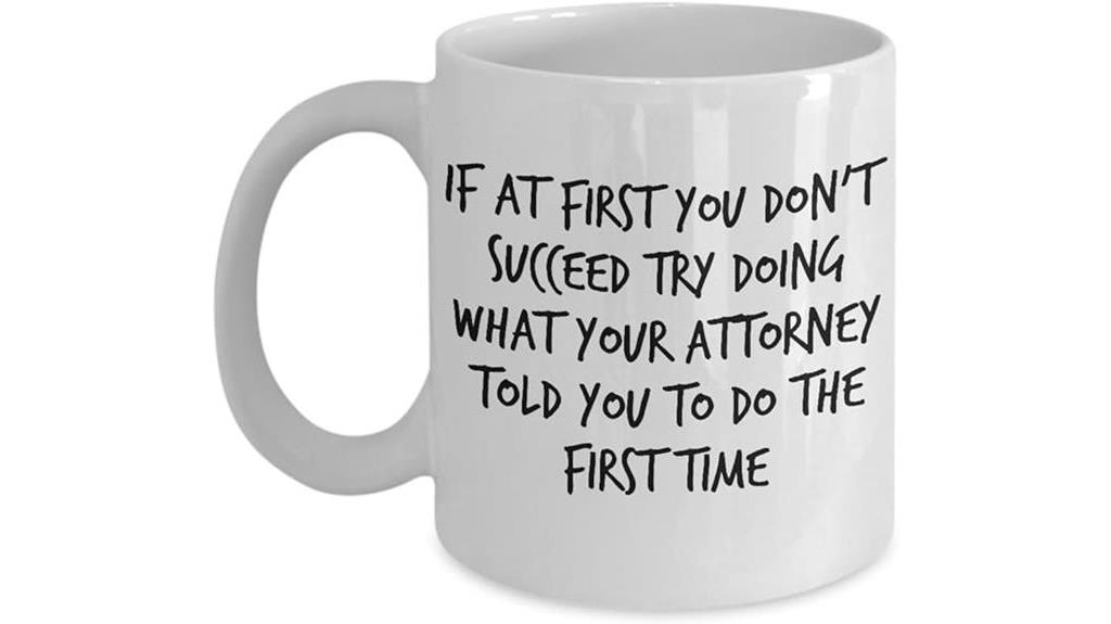 humorous lawyer themed coffee mug