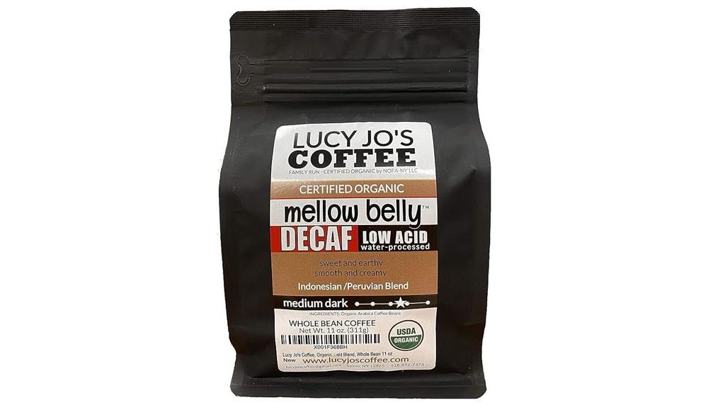 lucy jos coffee roastery organic decaf mellow belly blend