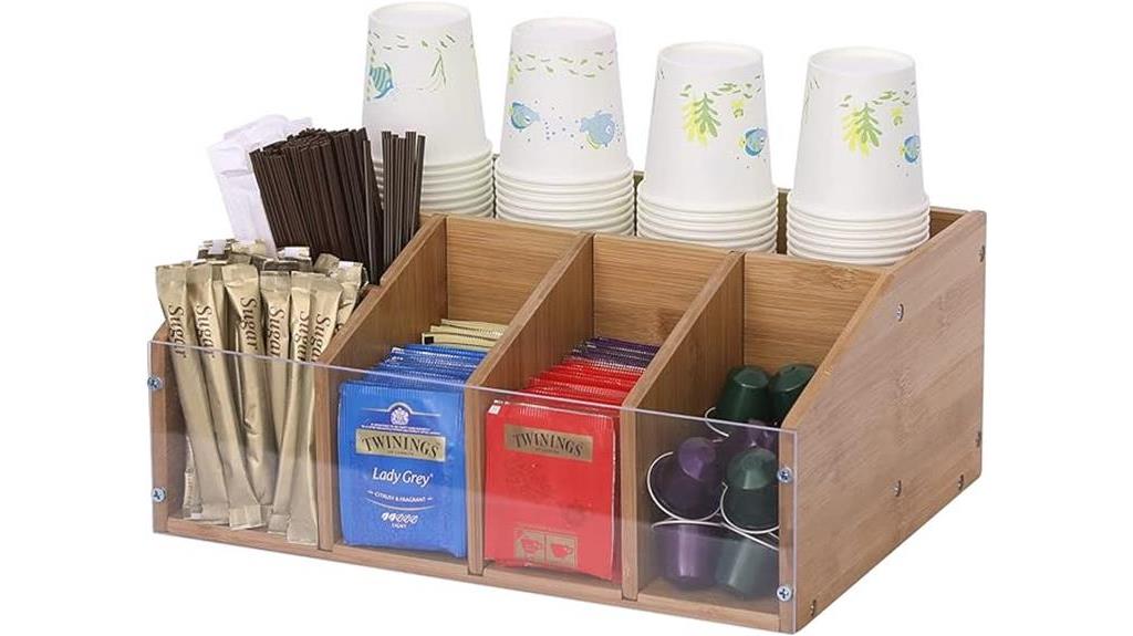 organized coffee station storage