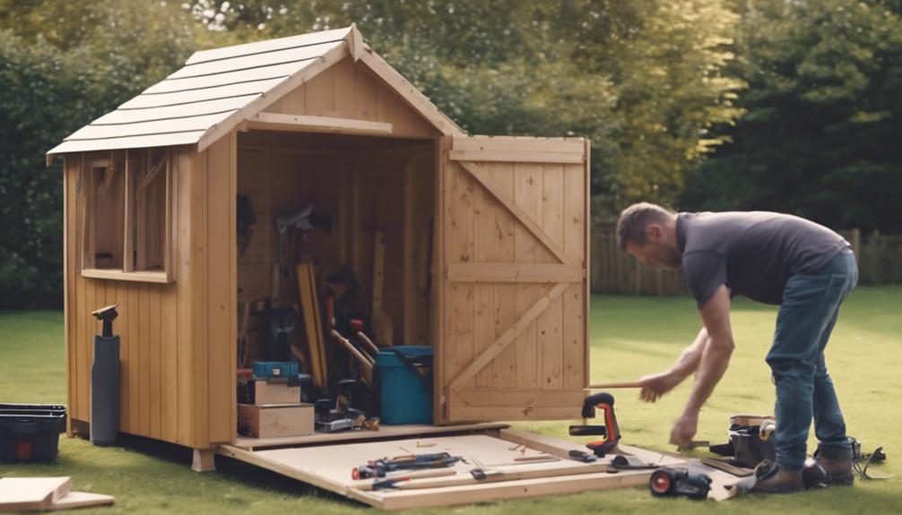 sorting through shed items