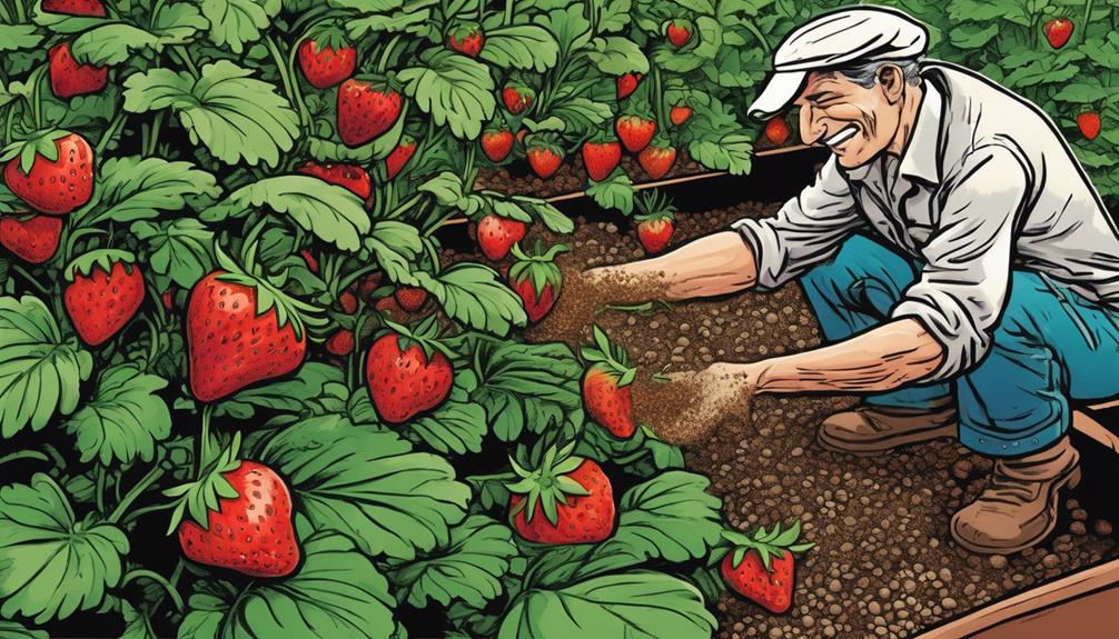 fertilizing strawberries with coffee