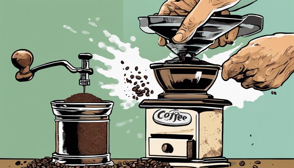 grinding coffee beans repeatedly