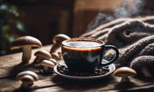 mushroom infused coffee beverage