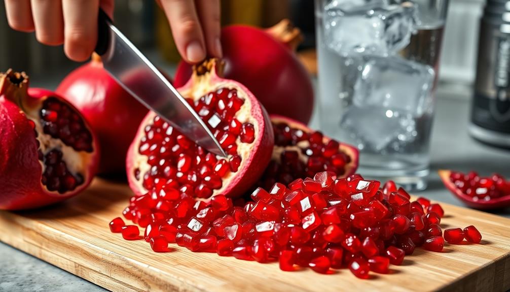 juicing fresh pomegranate seeds