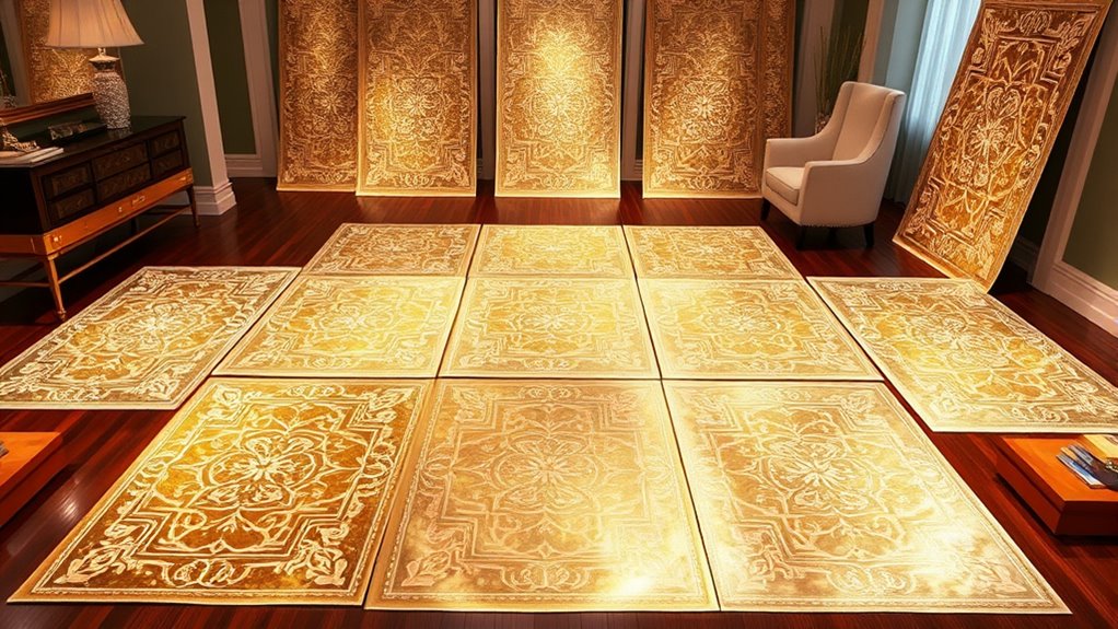 elegant metallic silk rugs