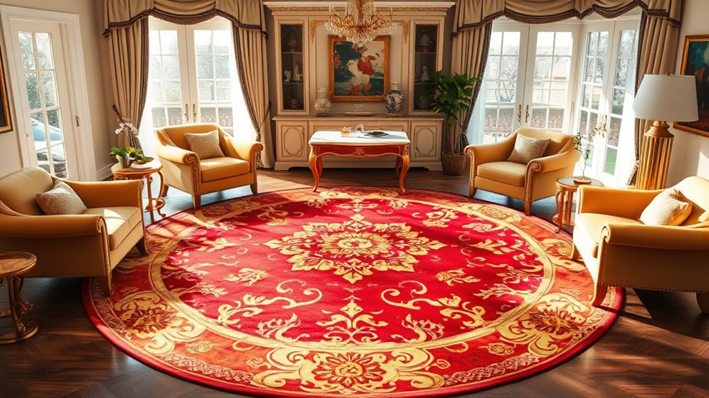 elegant round silk rugs