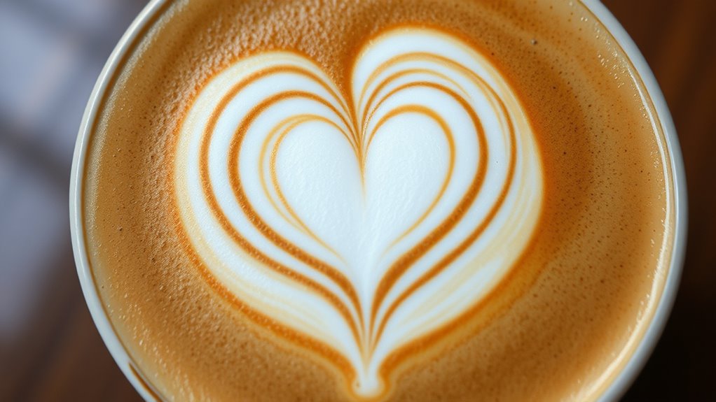 cappuccino heart and tulip