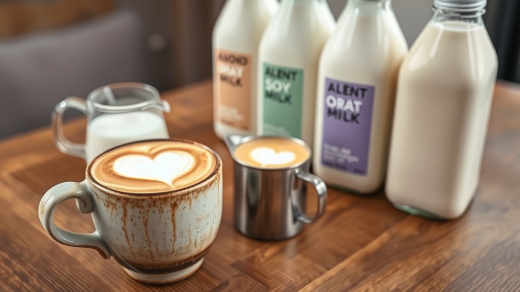 different milks for cappuccinos