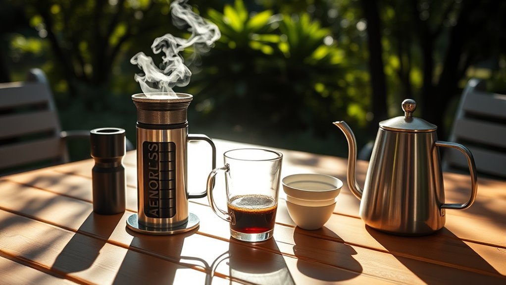 lightweight travel coffee setup