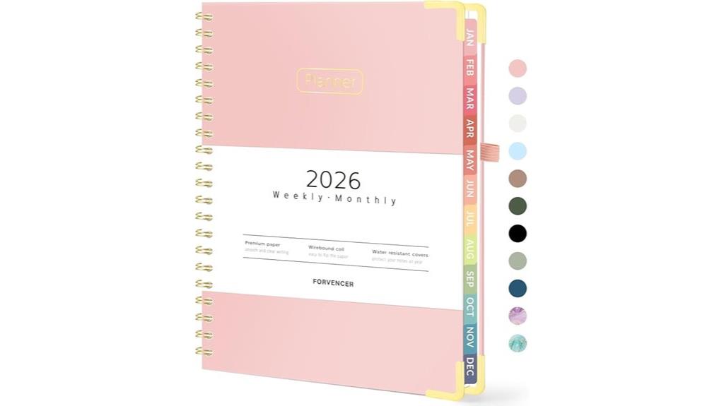 pink spiral bound calendar