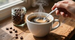 enjoying decaf afternoon coffee
