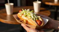 hot dogs with vinegared iceberg and potato chips