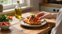 Crostone Di Pane Con Peperoni, Aglio E Prezzemolo
